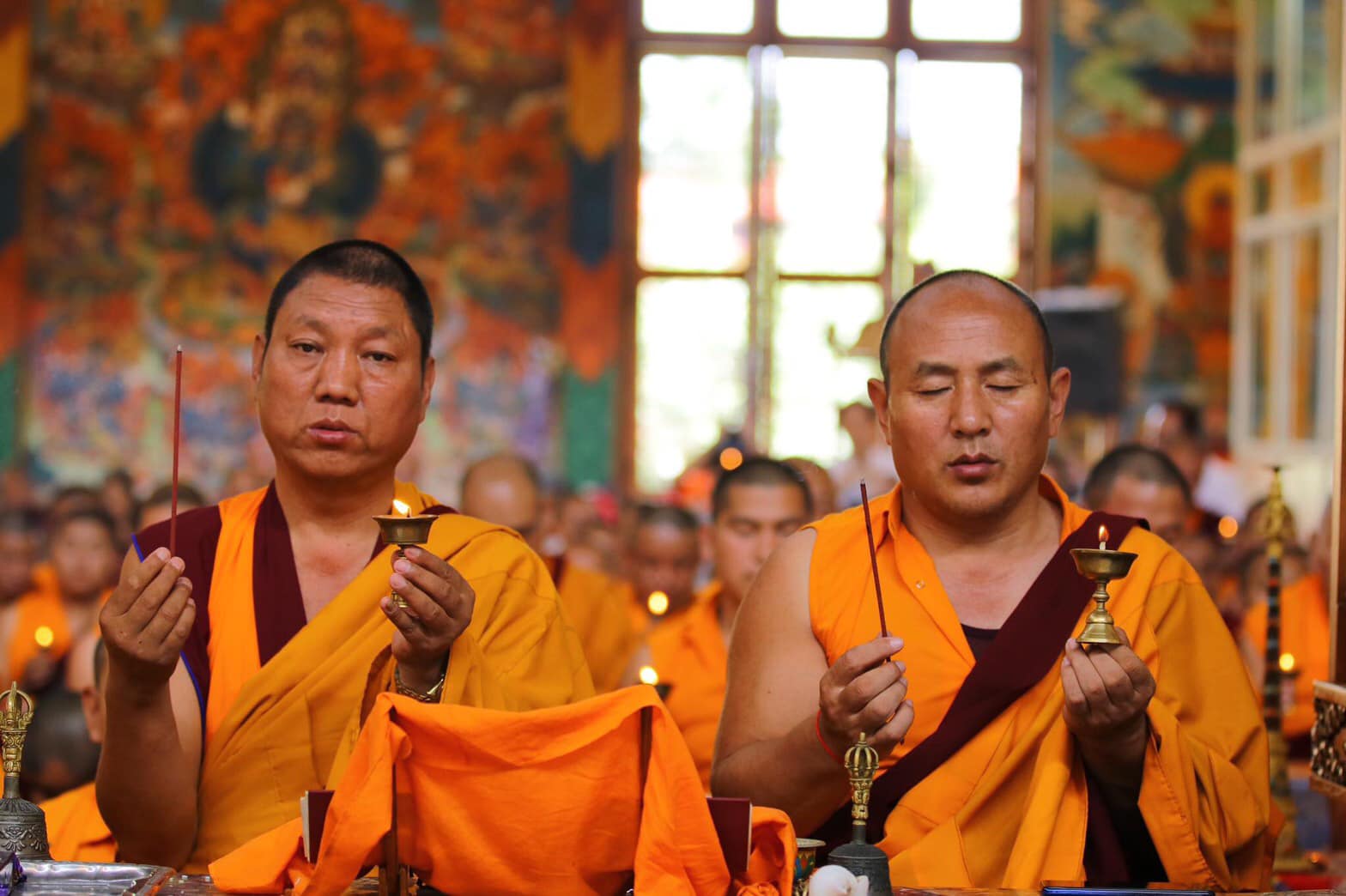 2019/6/17 印度南卓林寺於噶瑪法會的最後一天，下午四時供燈祈福，為第49屆噶瑪法會劃上吉祥的句號。，印度聖地，照片4/10