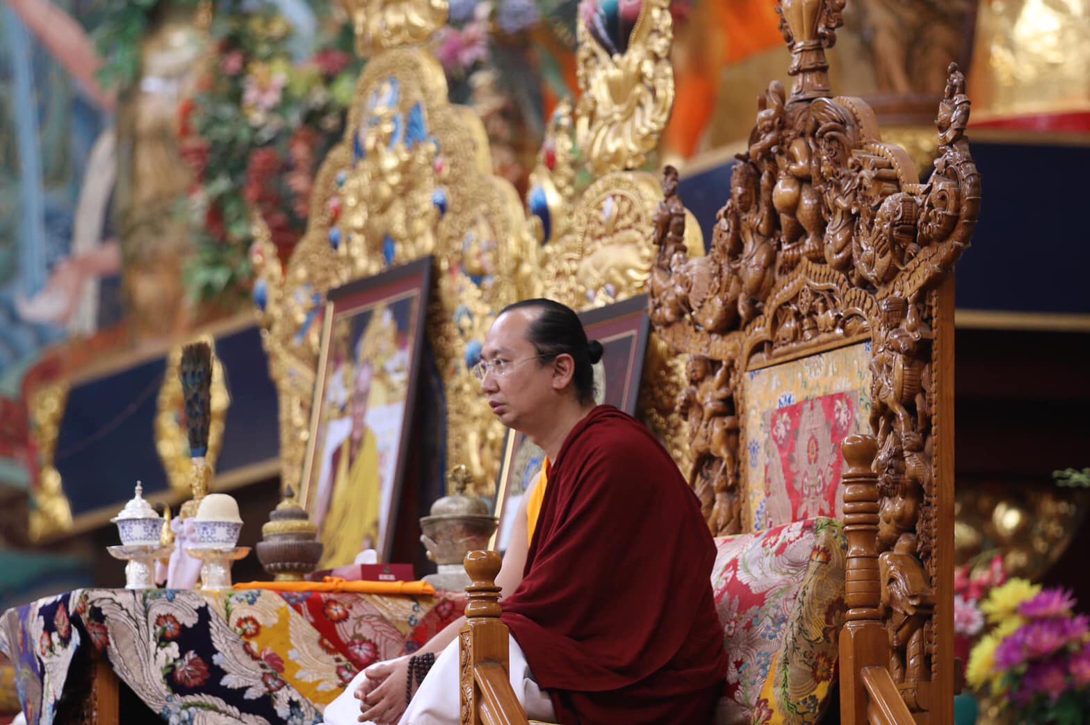 2019年8月8日，第四十二任薩迦法王大寶金剛仁波切拜訪南卓林寺。，印度南卓林寺，照片4/11