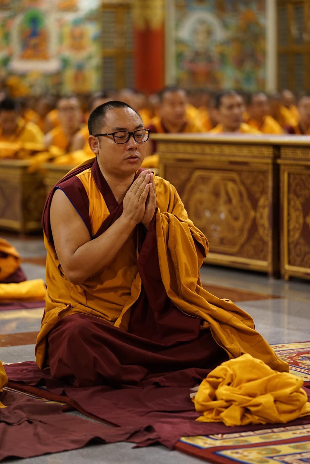 2019年8月16日，於印度南卓林寺僧尼眾於藏曆六月十六日正在接受年度結夏安居之誓言。，印度聖地，照片6/18